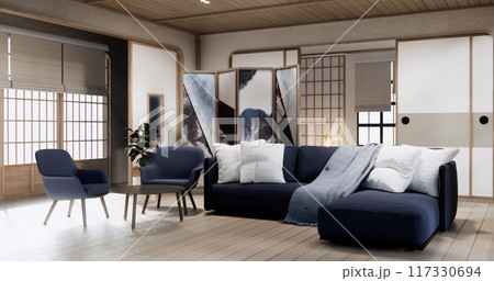 Minimal sofa armchair on interior design modern living room  contemporary style. 117330694