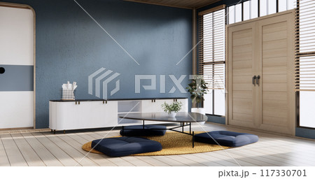 japan low table and pillow in modern living room colorful style. 3D render 117330701