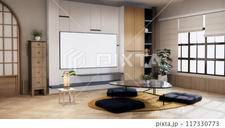 japan low table and pillow in modern living room colorful style. 117330773
