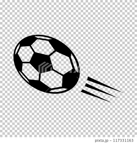 Strong soccer ball shot. Vector. 117331163