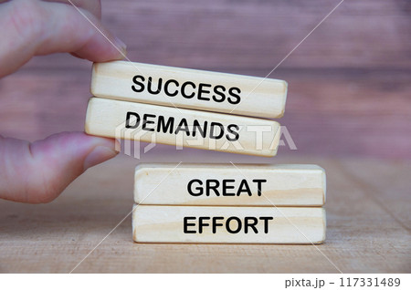 Success Demands Great Effort text on wooden blocks. Inspirational concept 117331489