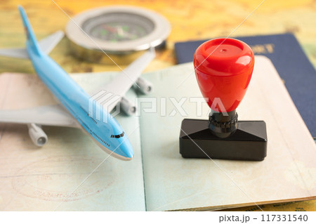 Approved Stamp visa and passport document to immigration at airport in country. Approved Stamp visa and passport document to immigration at airport in country. 117331540