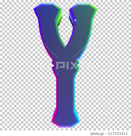 3D rendered illustration. Individual decorative letter. Custom art font. 3D rendered illustration. Individual decorative letter. Custom art font. 117331911