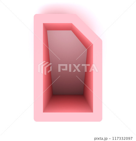 3D rendered illustration. Decorative pink letter. Custom art font. 117332097