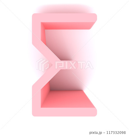 3D rendered illustration. Decorative pink letter. Custom art font. 117332098