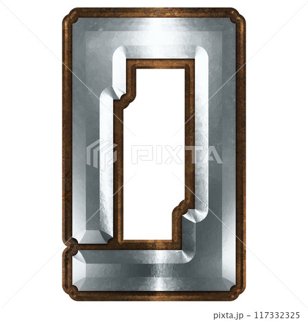 3D rendered illustration. Decorative metallic letter. Custom art font. 3D rendered illustration. Decorative metallic letter. Custom art font. 117332325