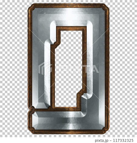 3D rendered illustration. Decorative metallic letter. Custom art font. 3D rendered illustration. Decorative metallic letter. Custom art font. 117332325