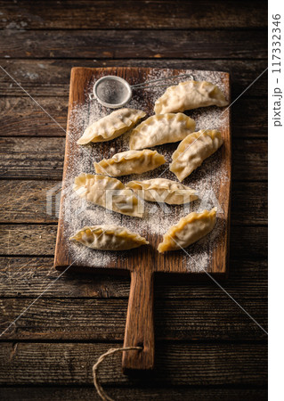 Asian raw dumplings 117332346