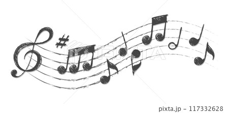 Hand drawn musical notes sketch Hand drawn musical notes sketch 117332628