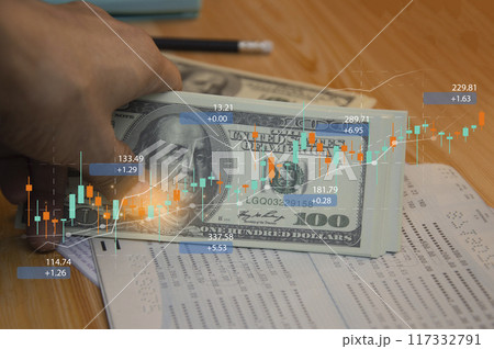 Passbook money saving concept Investment and profits Passbook money saving concept Investment and profits 117332791