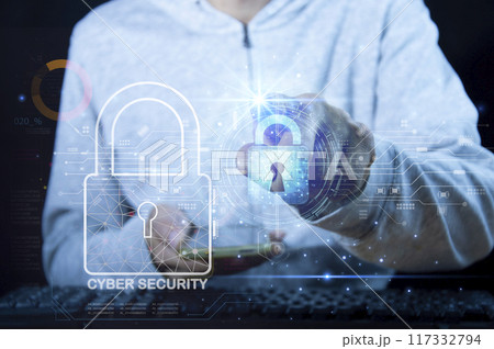 cybersecurity concept, user privacy security and encryption, secure internet access Future technology and cybernetics, screen padlock. cybersecurity concept, user privacy security and encryption, secure internet access Future technology and cybernetics, screen padlock. 117332794