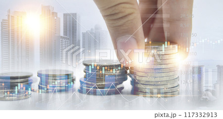 Concepts of interest rates and dividends, investment growth percentages and deposit interest rates. 117332913