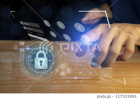 ybersecurity concept, user privacy security and encryption, secure internet access Future technology and cybernetics, screen padlock. ybersecurity concept, user privacy security and encryption, secure internet access Future technology and cybernetics, screen padlock. 117333093
