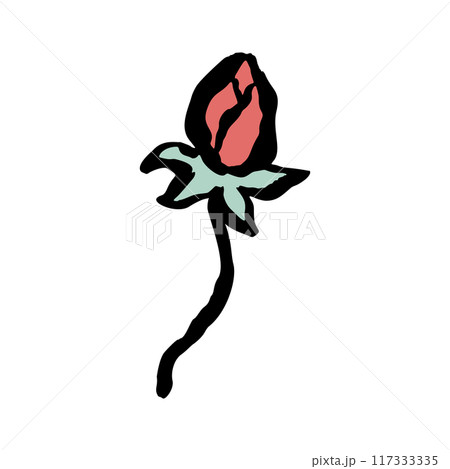 Inky abstract flower sketch isolated on white Inky abstract flower sketch isolated on white 117333335