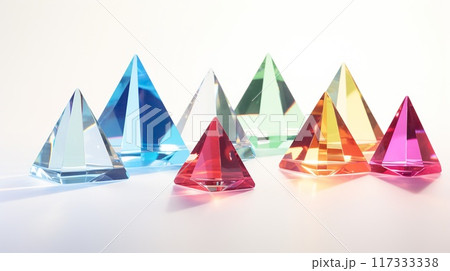 colorful gem stones and mineral crystals set, shiny prism design, generative AI 117333338