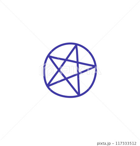 Star in circle pentagram, demon star vector blue icon, symbol of magic, esoteric and occultism, magic ritual sign, Wicca 117333512