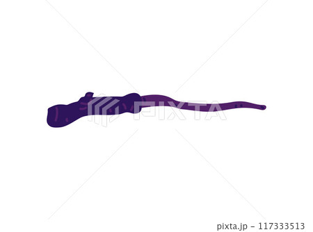 Dry tree branch flat vector icon, wooden leafless snag, empty purple stick, cartoon bare twig, wicca element 117333513