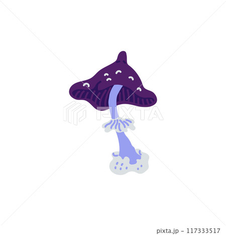 Isolated purple toadstool vector for alchemy, Wicca witchcraft. 117333517