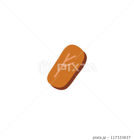 Wooden vector Fehu icon and runic elements of the Footboard, highlighted on a white background Wooden vector Fehu icon and runic elements of the Footboard, highlighted on a white background 117333637