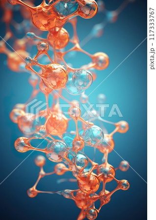 molecular structure and connections microbiology illustration, science and medicine concept 117333767