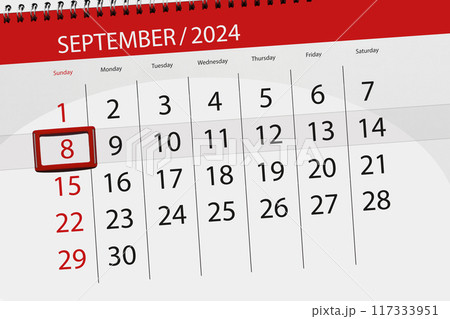 Calendar 2024, deadline, day, month, page, organizer, date, September, sunday, number 8 Calendar 2024, deadline, day, month, page, organizer, date, September, sunday, number 8 117333951