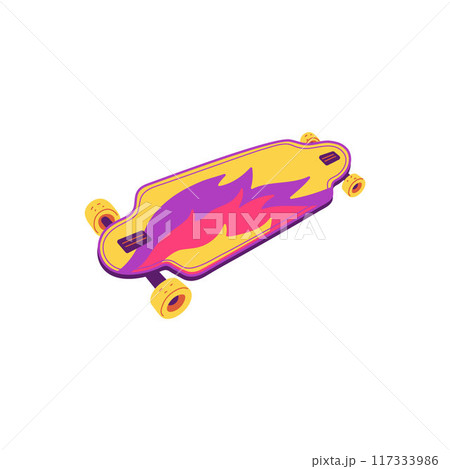 Vector illustration of a skateboard in a bright 90s style. 117333986
