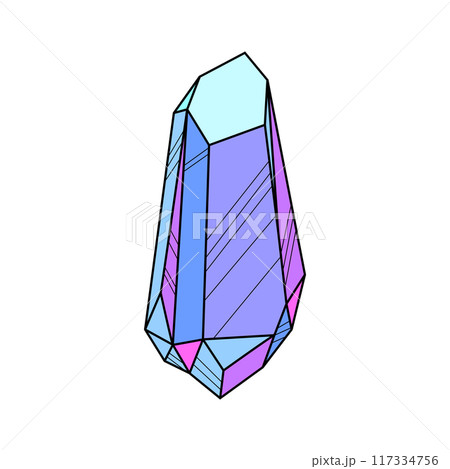 Illustration of crystal or mineral. Jewelry precious or semiprecious gem stone. 117334756