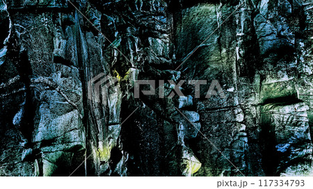 Rock formation. Gray black crumbling old stones, nature background Rock formation. Gray black crumbling old stones, nature background 117334793