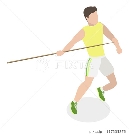 3D Isometric Flat Vector Set of a Character Javeling Throwing, Sports Activity. Item 2 3D Isometric Flat Vector Set of a Character Javeling Throwing, Sports Activity. Item 2 117335276