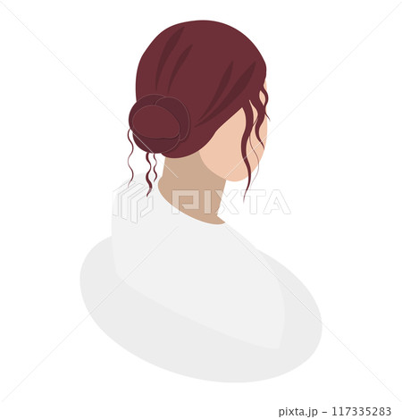 3D Isometric Flat Vector Set of Lady Hairstyles, Rear View. Item 3 117335283