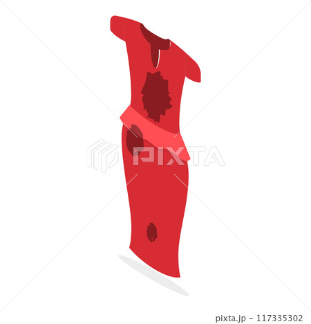 3D Isometric Flat Vector Set of Dirty Clothes, Apparel with Stains. Item 4 117335302