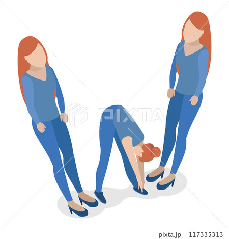 3D Isometric Flat Vector Set of English Alphabet with People, ABC Letters. Item 5 3D Isometric Flat Vector Set of English Alphabet with People, ABC Letters. Item 5 117335313