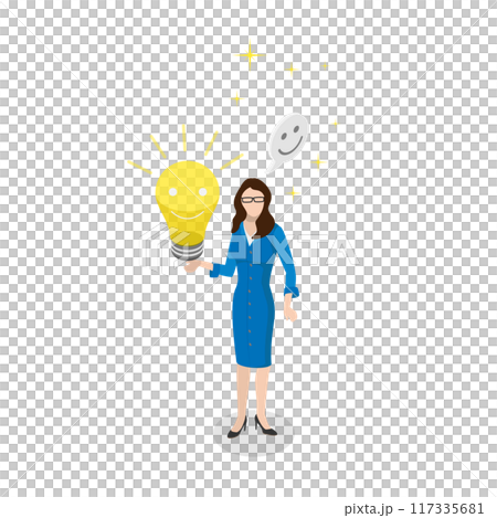 3D Isometric Flat Illustration of Positive Thinking, Optimism or Motivation to Live Happy Life 3D Isometric Flat Illustration of Positive Thinking, Optimism or Motivation to Live Happy Life 117335681