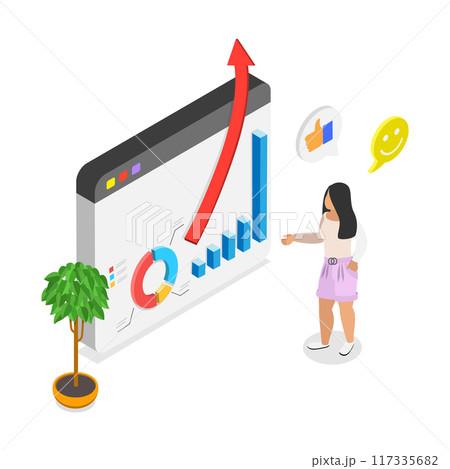 3D Isometric Flat  Illustration of Company Growth, Development to Boost Performance 117335682