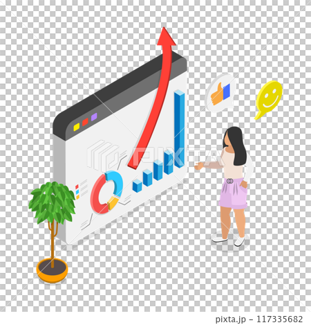 3D Isometric Flat  Illustration of Company Growth, Development to Boost Performance 117335682
