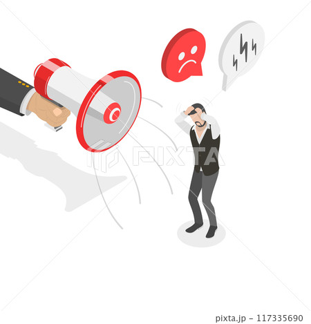 3D Isometric Flat Illustration of Aggressive Marketing, Fake News 3D Isometric Flat Illustration of Aggressive Marketing, Fake News 117335690