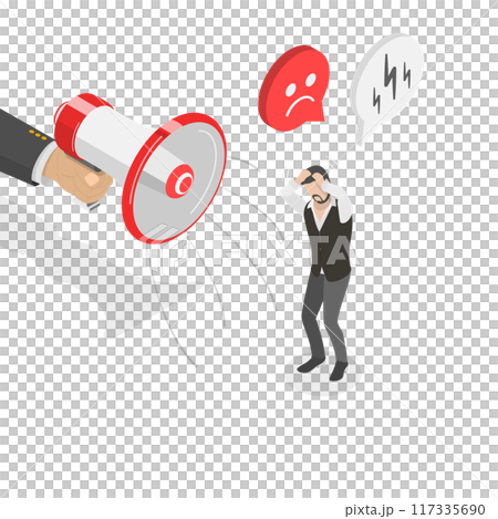 3D Isometric Flat  Illustration of Aggressive Marketing, Fake News 117335690