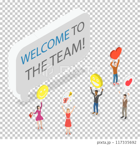 3D Isometric Flat  Illustration of Welcome To The Team, Good Relationship in Company 117335692