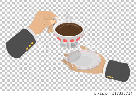 3D Isometric Flat  Illustration of Tea Time, Morning Hot Drink 117335714