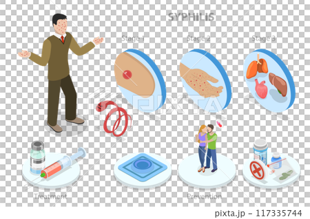 3D Isometric Flat  Illustration of Syphilis, Sexually Transmitted Infection 117335744