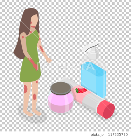 3D Isometric Flat  Illustration of Hyperpigmentation, Dermatology and Cosmetology 117335750