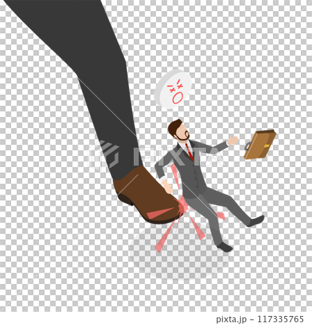 3D Isometric Flat Illustration of Fired from work, Being Kicked Out 3D Isometric Flat Illustration of Fired from work, Being Kicked Out 117335765
