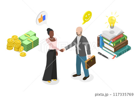 3D Isometric Flat Illustration of Successful Team, Business Partnership 3D Isometric Flat Illustration of Successful Team, Business Partnership 117335769