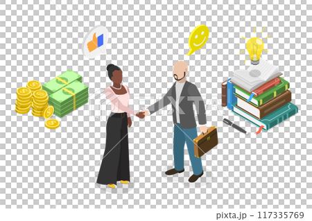 3D Isometric Flat Illustration of Successful Team, Business Partnership 3D Isometric Flat Illustration of Successful Team, Business Partnership 117335769