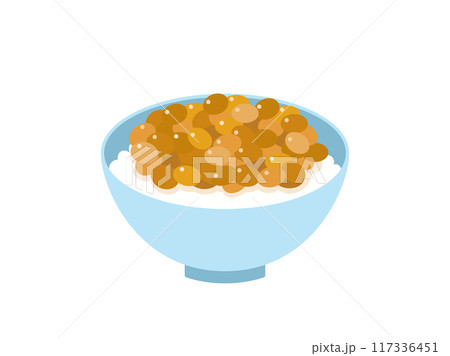 白米の上にかかっている納豆のイラスト 白米の上にかかっている納豆のイラスト 117336451
