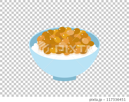 白米の上にかかっている納豆のイラスト 白米の上にかかっている納豆のイラスト 117336451