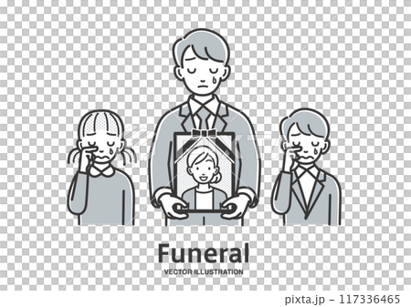 死者的丈夫和孩子參加葬禮 117336465