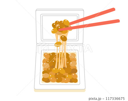 カップにはいっている納豆のイラスト　お箸つきバージョン 117336675