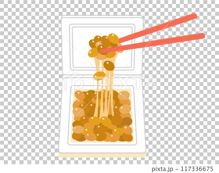 カップにはいっている納豆のイラスト　お箸つきバージョン 117336675