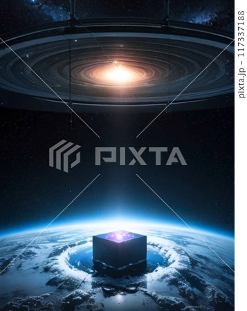宇宙太陽光パネルが反射した太陽の光 117337188